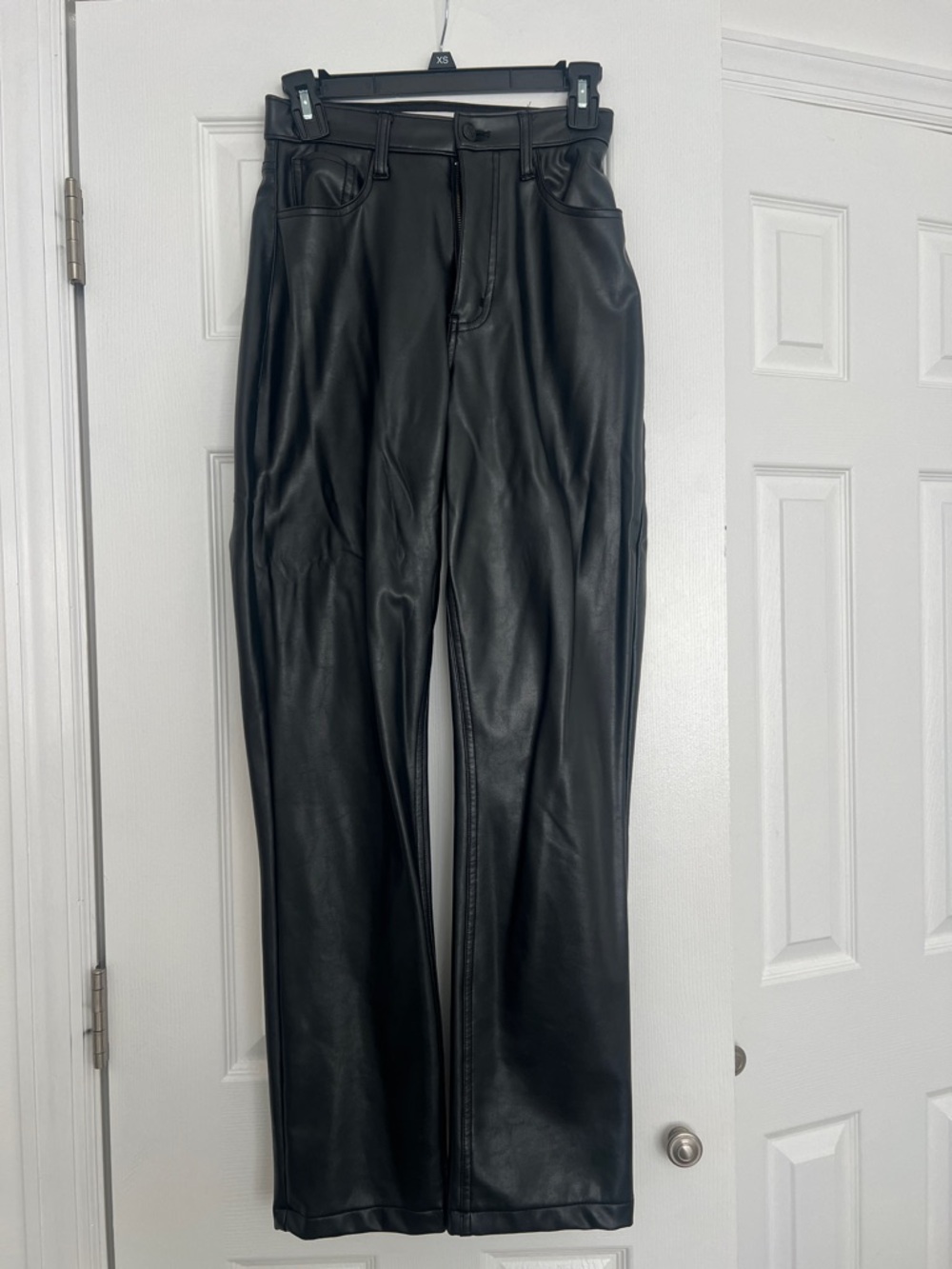 Abercrombie & Fitch Black Faux Leather Men's Straight-Leg Pants